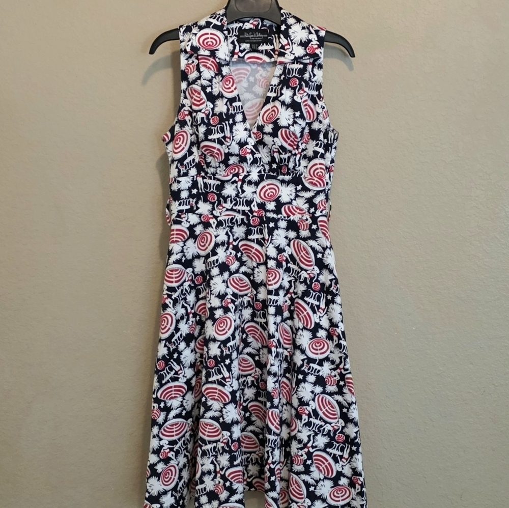 Retrospec'd Clothing Fit And Flare Collared Sleeveless Dress Umbrellas Lady 6